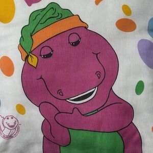 Modified Vintage 1992 Barney The Dinosaur Pillowcase turned into throw pillow